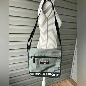 Vintage Polo Sport Messenger Shoulder Bag Olive Green.